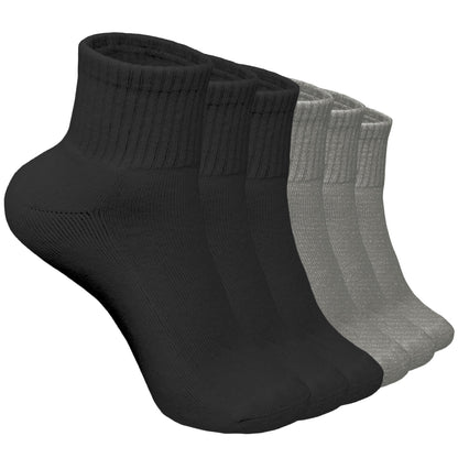 Women's 6 Pairs Cotton Solid Athletic Ankle Quarter Socks with Cushioning Size 9-11