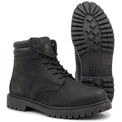 Men Round Toe Work Boots Water Resistant Construction Shoes Padded Collar Rugged Slip Resistant Sole