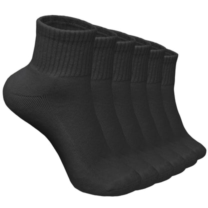 Women's 12 Pairs Cotton Solid Athletic Ankle Quarter Socks with Cushioning Size 9-11