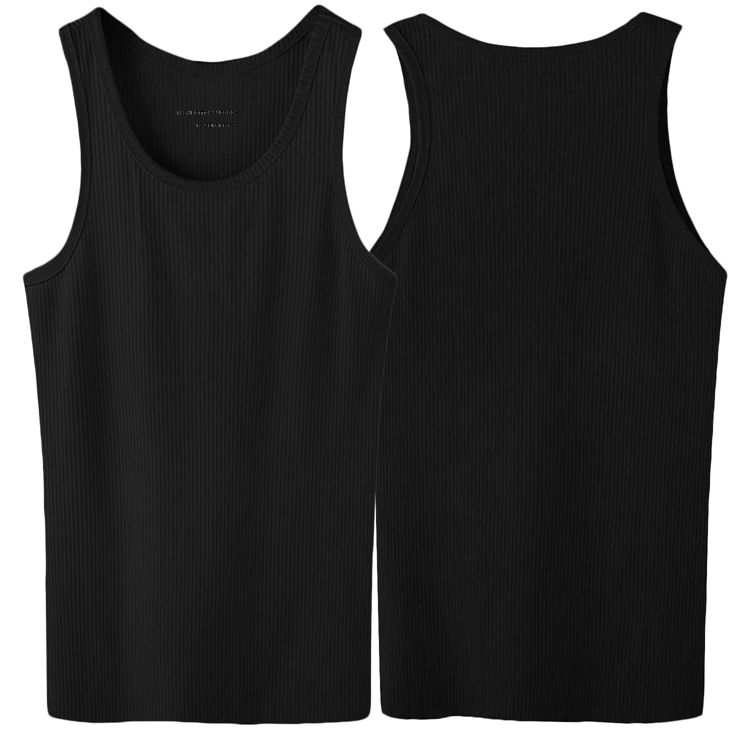 3-12 Packs Mens 100% Cotton Tank Top Wife Beater A-Shirt Undershirt Ribbed  Black