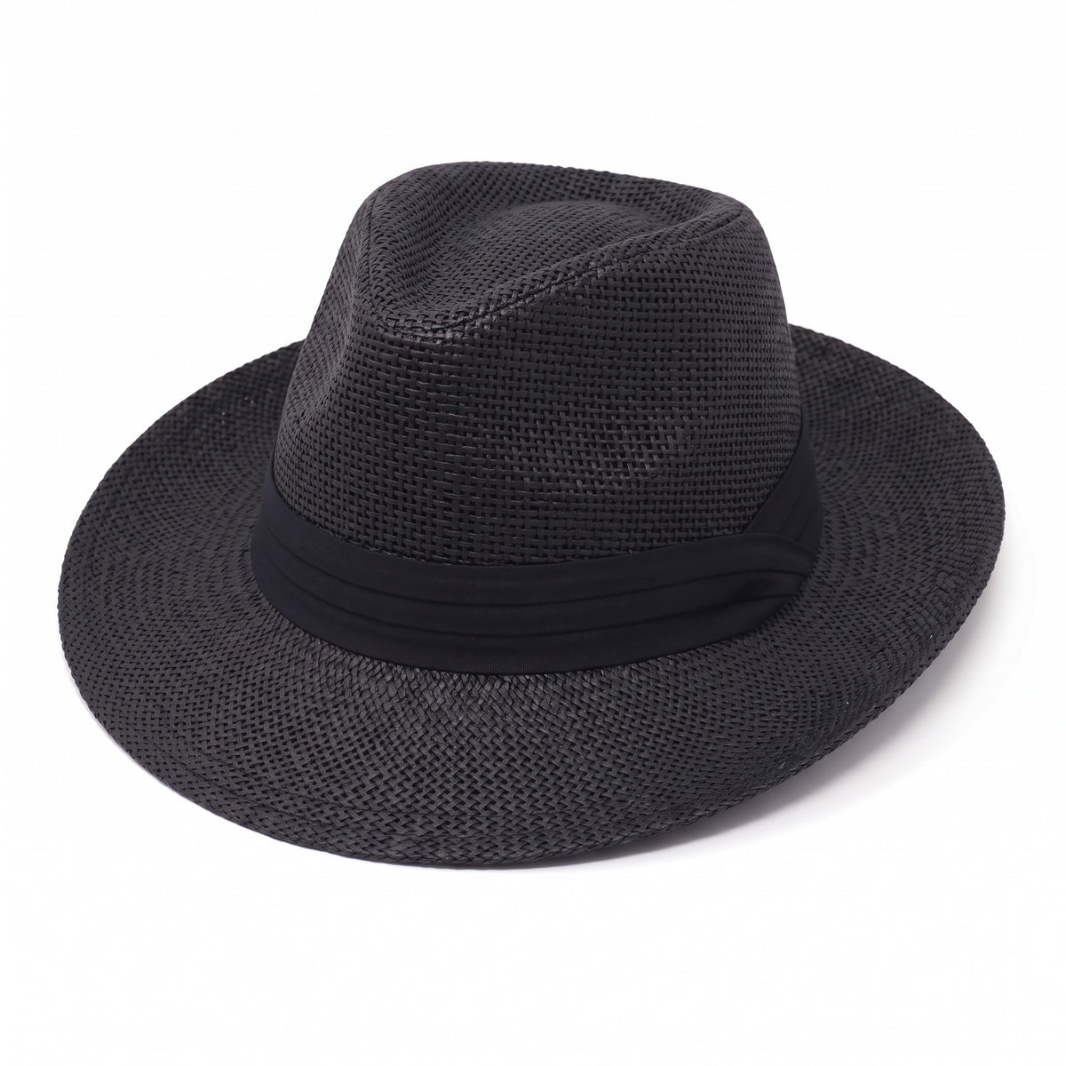 Men Women Summer Fedora Panama Hat Trilby Cuban Paper Straw Sun Hats Wide Brim with Black Band