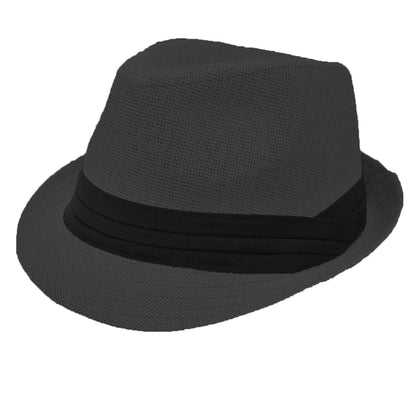 Men Women Summer Fedora Panama Hat Trilby Cuban Straw Sun Hats Short Brim with Black Band