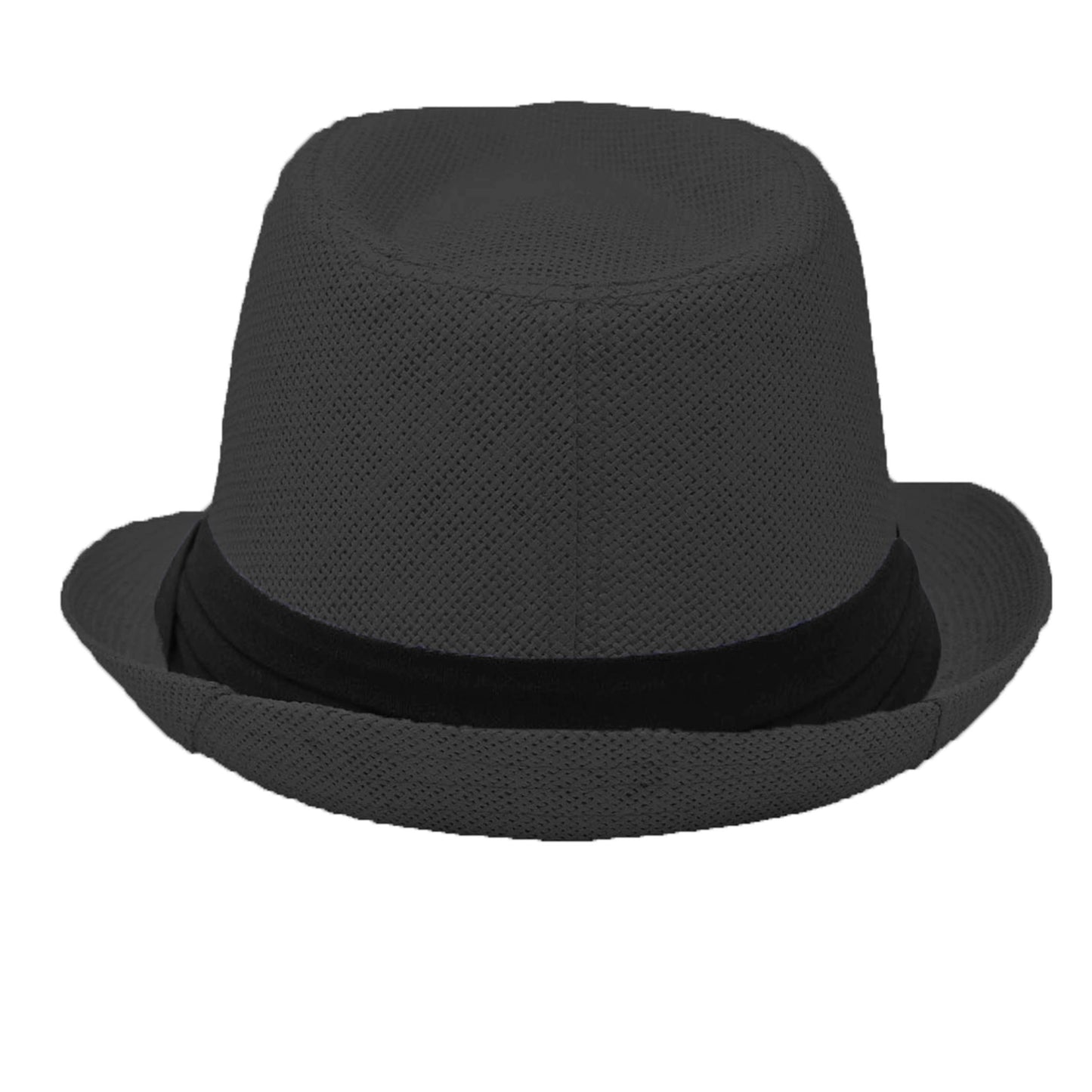 Men Women Summer Fedora Panama Hat Trilby Cuban Straw Sun Hats Short Brim with Black Band