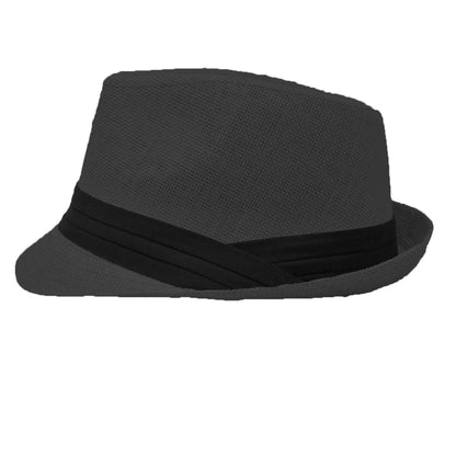 Men Women Summer Fedora Panama Hat Trilby Cuban Straw Sun Hats Short Brim with Black Band