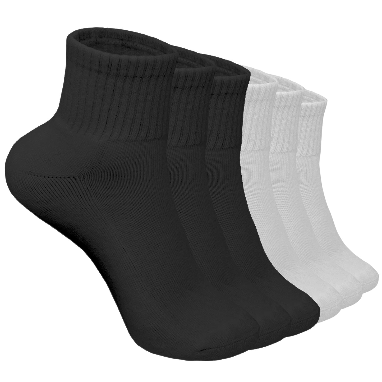 Women's 6 Pairs Cotton Solid Athletic Ankle Quarter Socks with Cushioning Size 9-11