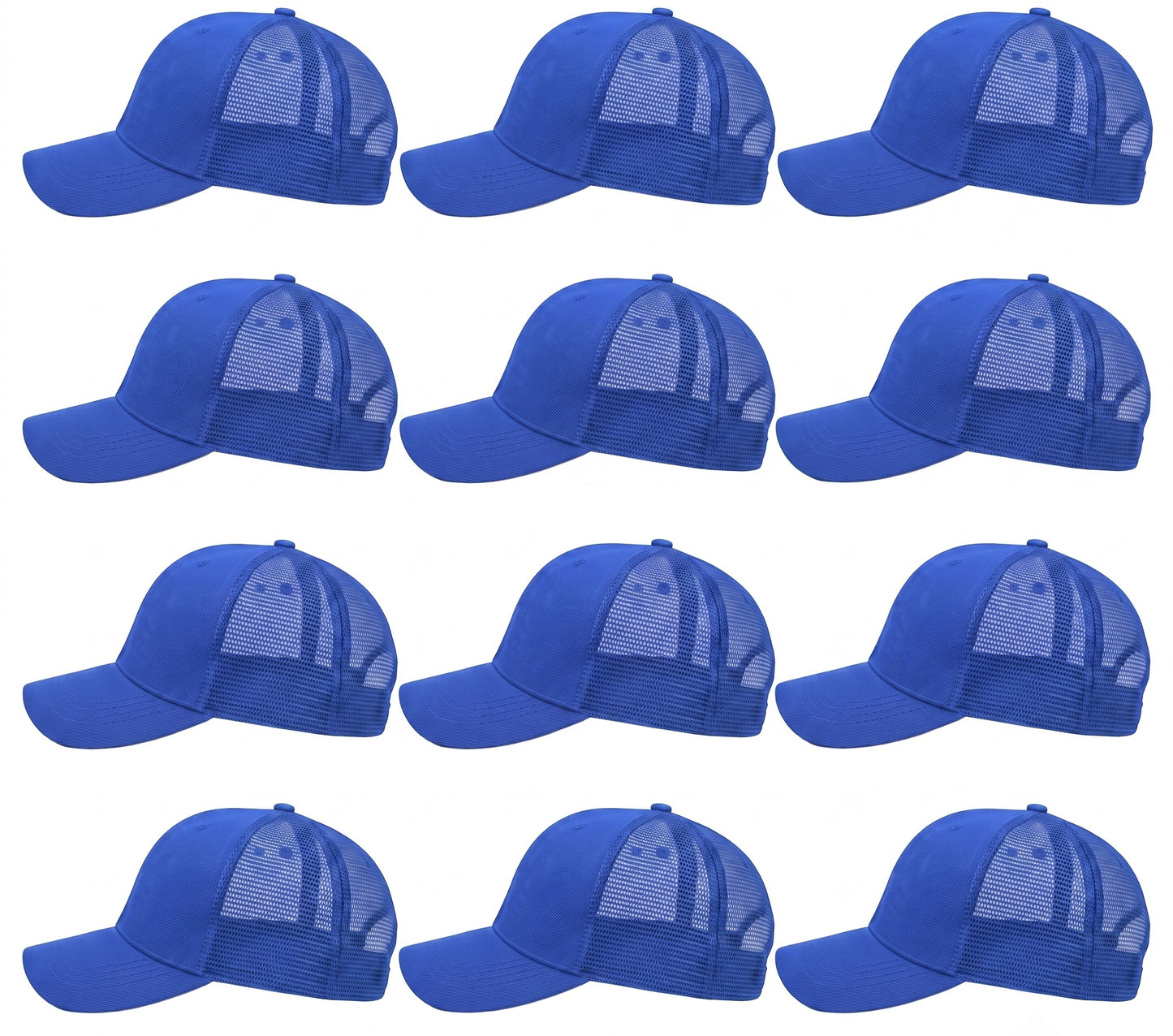 12-Pack Lot Unisex Mesh Back Baseball Cap Sun Visor Breathable Plain Blank Trucker Hats Adjustable Caps