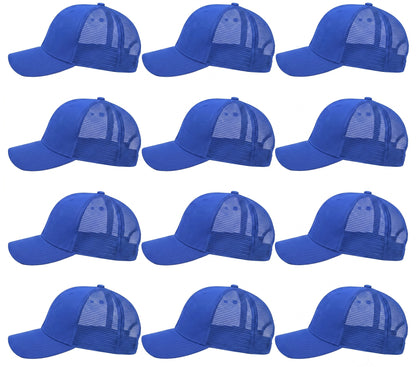 12-Pack Lot Unisex Mesh Back Baseball Cap Sun Visor Breathable Plain Blank Trucker Hats Adjustable Caps