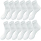 Men's High Quality Cotton Cushioned White Ankle Crew Socks Size 9-13