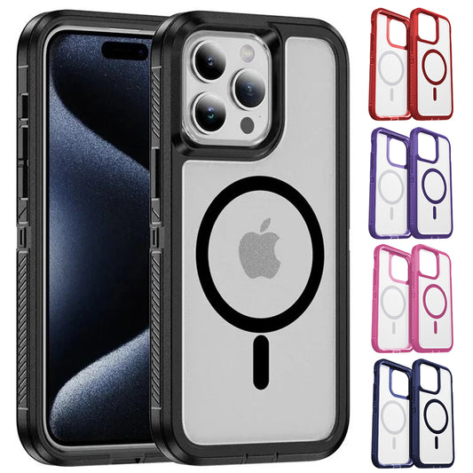 For Apple iPhone 14 14 Plus Pro Max Shockproof Magnetic Case Dual-Layer Compatible With MagSafe Cover