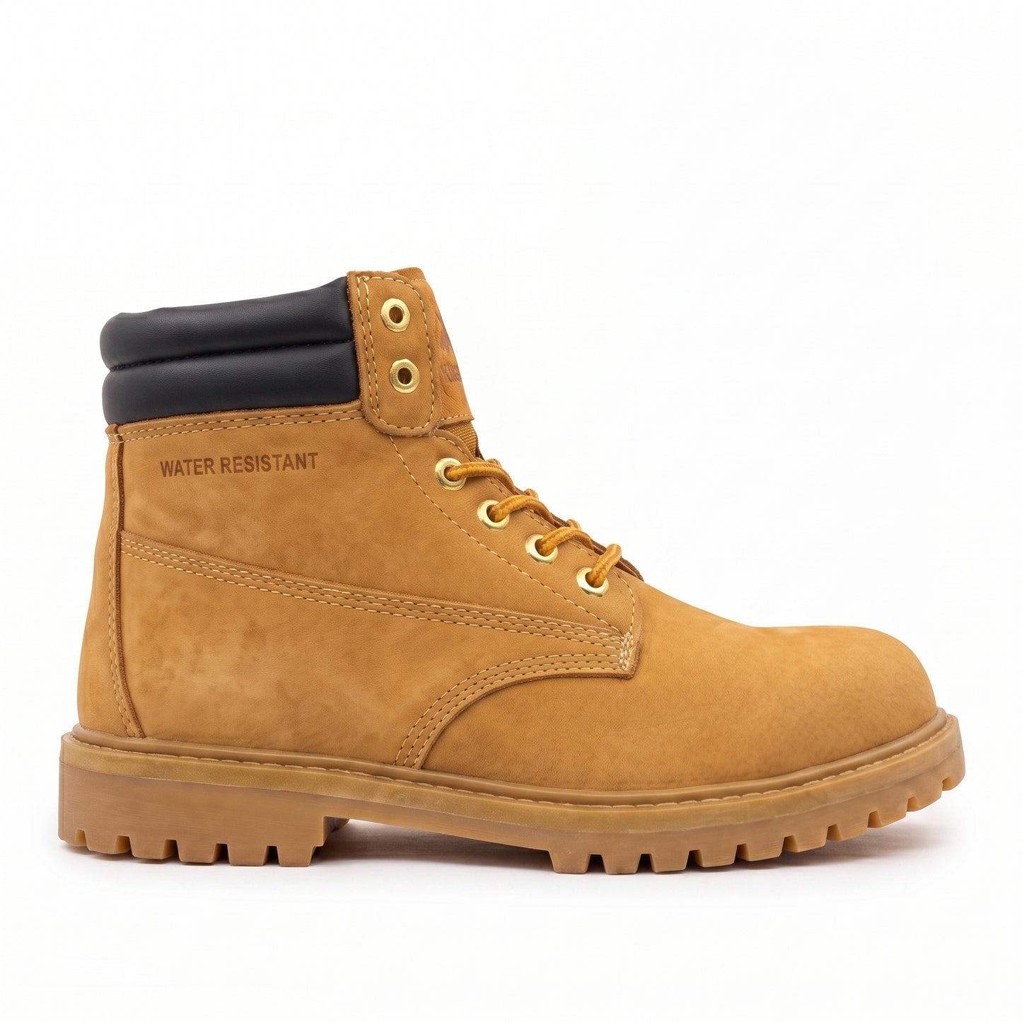 Men Round Toe Work Boots Water Resistant Construction Shoes Padded Collar Rugged Slip Resistant Sole