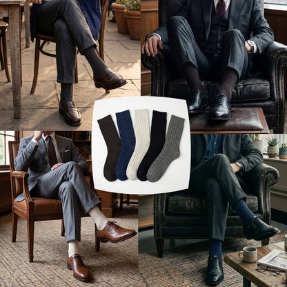 Glory Max 10 Pairs Men Premium Knit Mid Calf Crew Dress Socks Multi Colors with Cashmere Blend Size 10-13