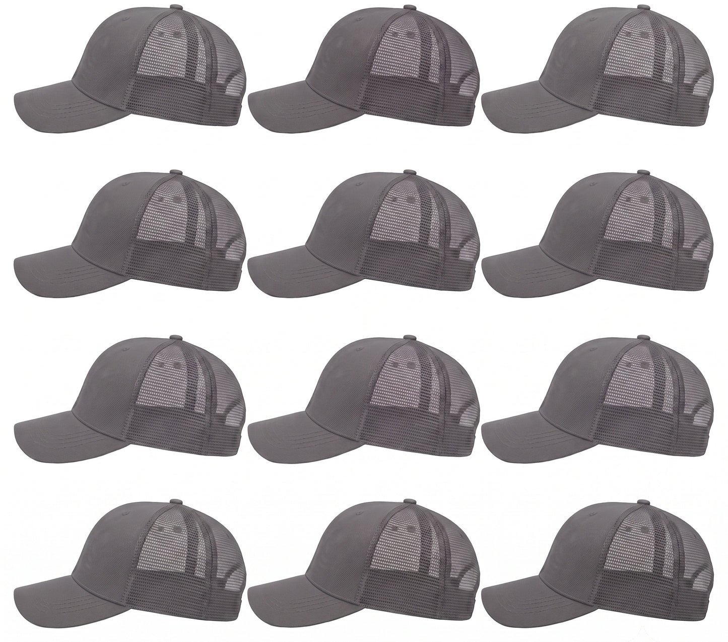 12-Pack Lot Unisex Mesh Back Baseball Cap Sun Visor Breathable Plain Blank Trucker Hats Adjustable Caps