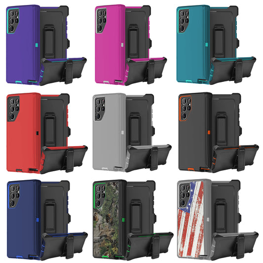For Samsung Galaxy S23 S23 Plus Ultra Heavy Duty Shockproof Holster Case Cover with Belt Clip