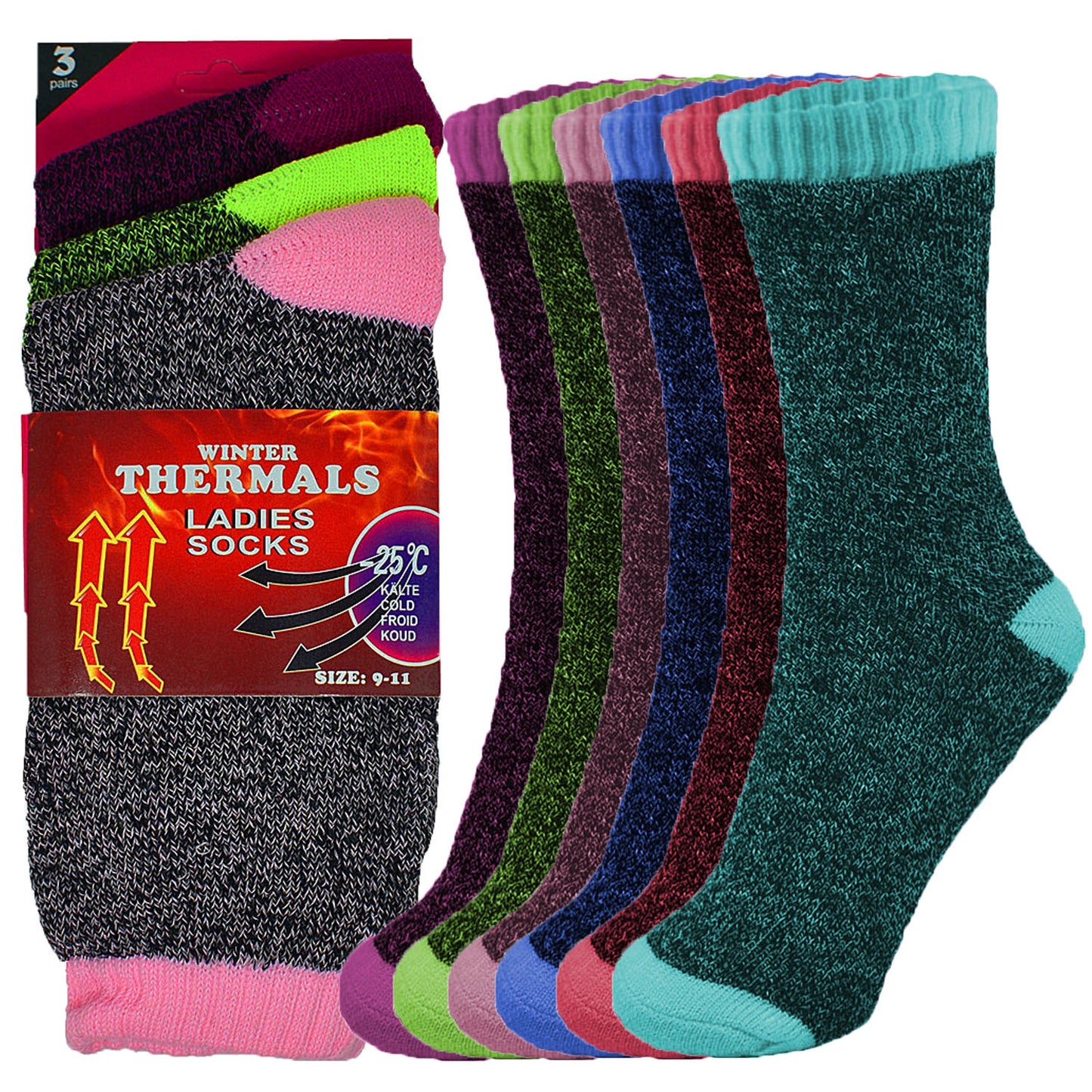 Women's Winter Thermal Heated Boots Warm Heavy Duty Crew Socks Size 9-11