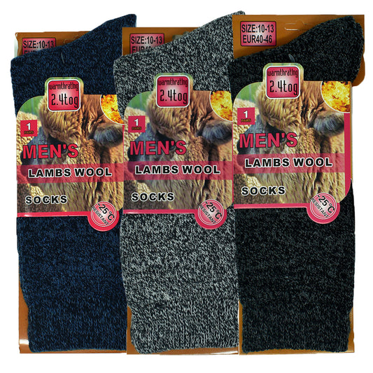 Men's Winter Thermal Merino Wool Heated Extra Warm Thick Crew Socks Size 10-13