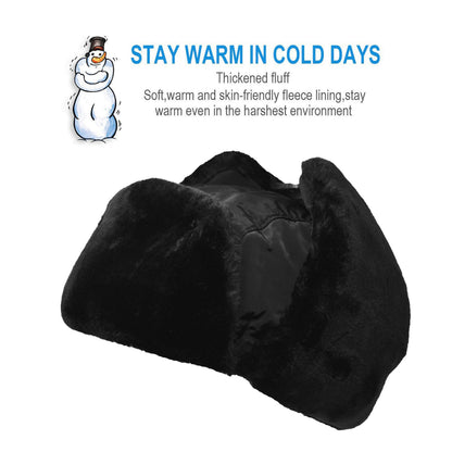 Winter Windproof Earflap Trapper Hats Thermal Ski Warm Aviator Face Cover Hat Black