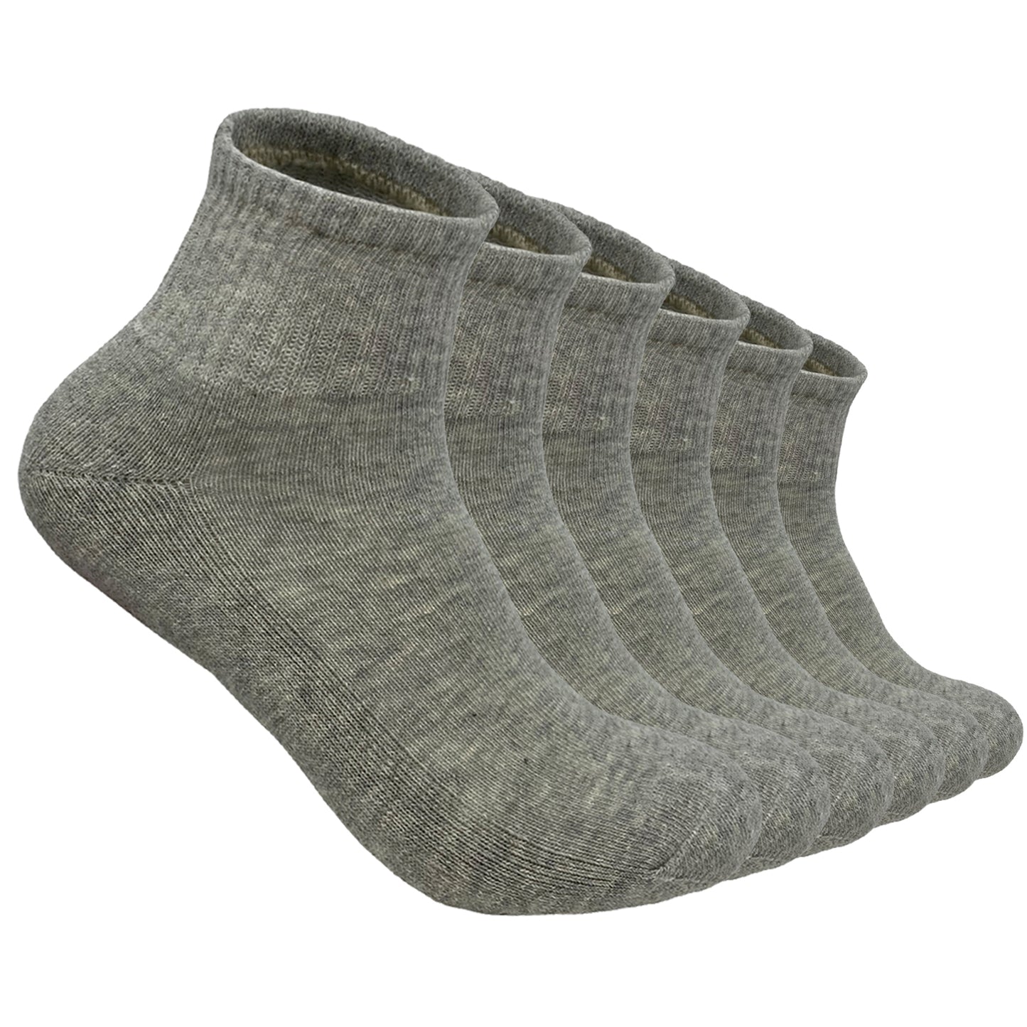 Men's 6 Pairs Cotton Solid Athletic Ankle Quarter Socks with Cushioning Size 9-13