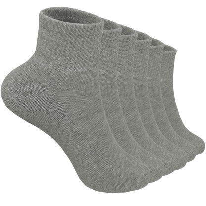 Women's 6 Pairs Cotton Solid Athletic Ankle Quarter Socks with Cushioning Size 9-11