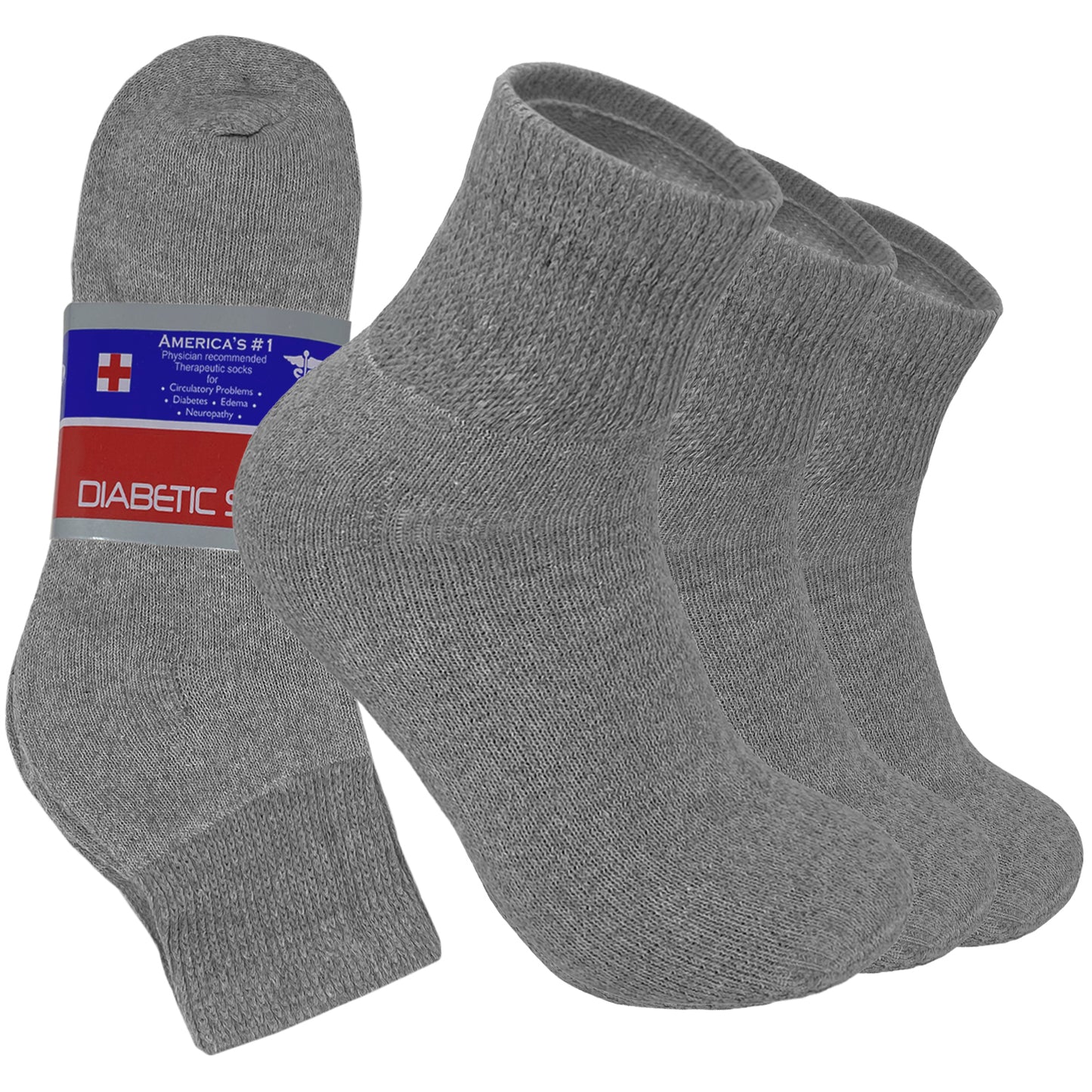 3-12 Pairs Men's Diabetic Circulatory Ankle/Quarter Cotton Socks Size 9-15