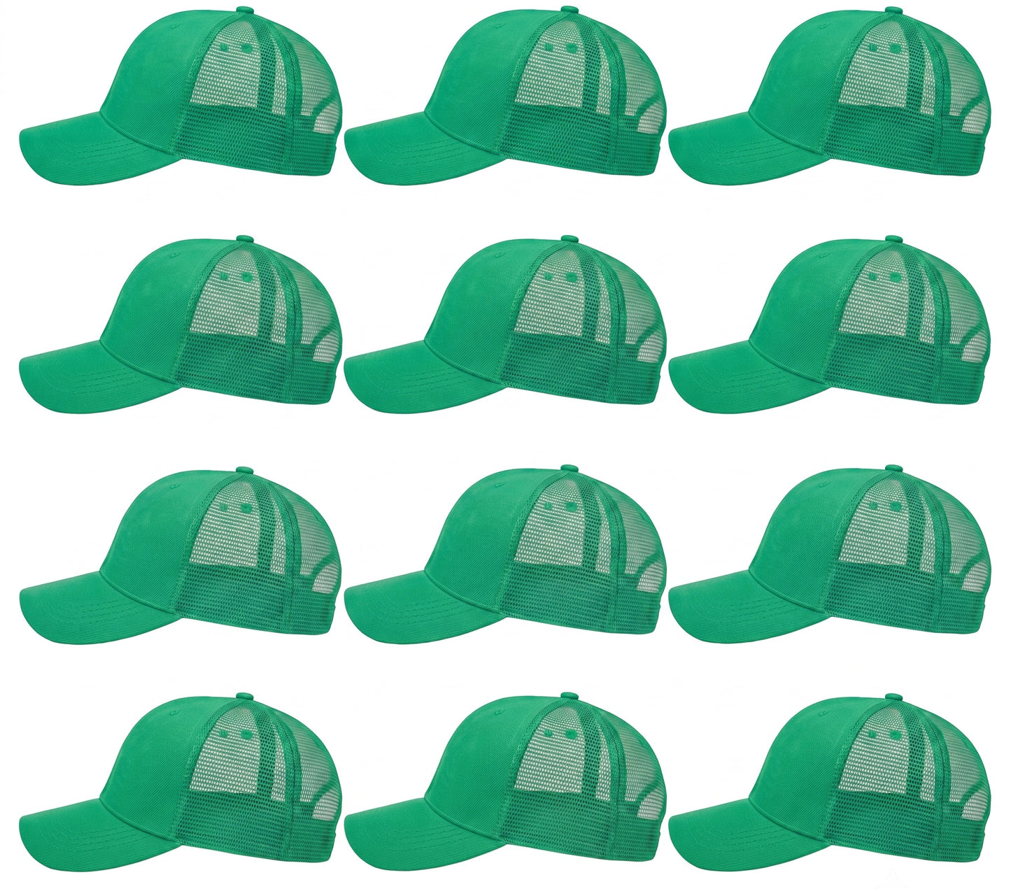 12-Pack Lot Unisex Mesh Back Baseball Cap Sun Visor Breathable Plain Blank Trucker Hats Adjustable Caps