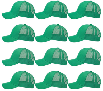 12-Pack Lot Unisex Mesh Back Baseball Cap Sun Visor Breathable Plain Blank Trucker Hats Adjustable Caps
