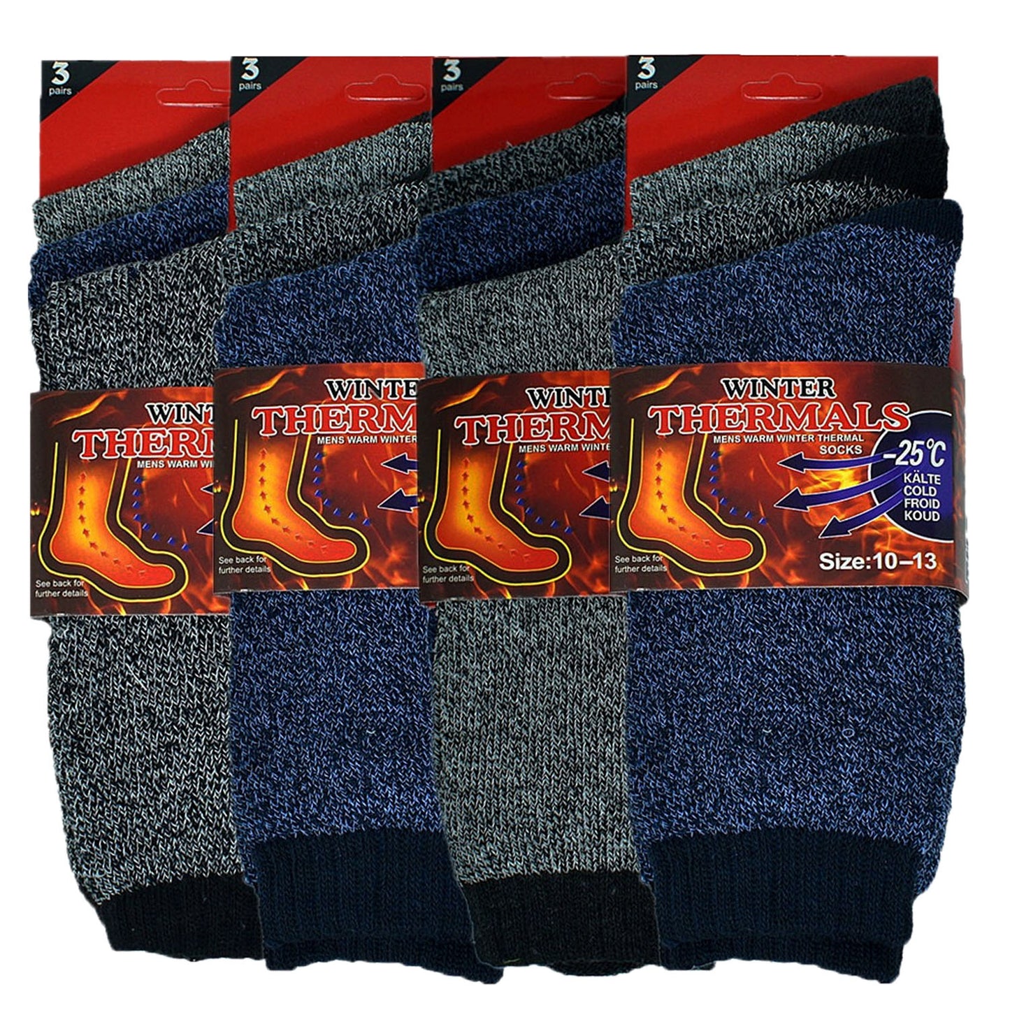 Men's Winter Thermal Heated Work Heavy Duty Boots Warm Crew Socks 10-13