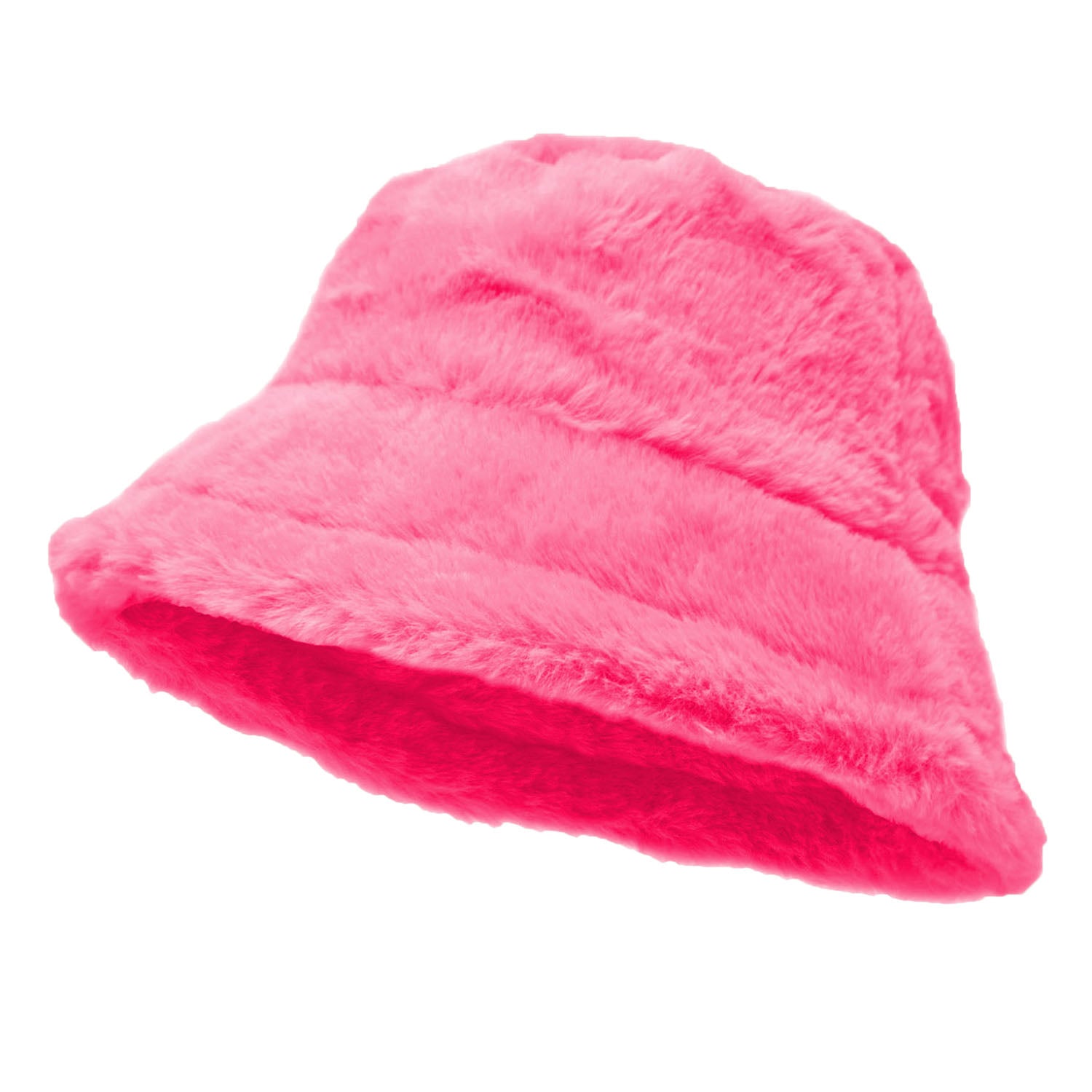 Women's Winter Plush Fluffy Bucket Hat Warm Faux Fur Lining Cozy Solid Cap