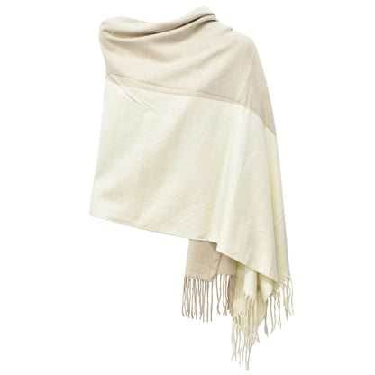 Womens Solid 2 Tones Winter Scarf Cashmere Feel Oversized Large Shawl Wrap