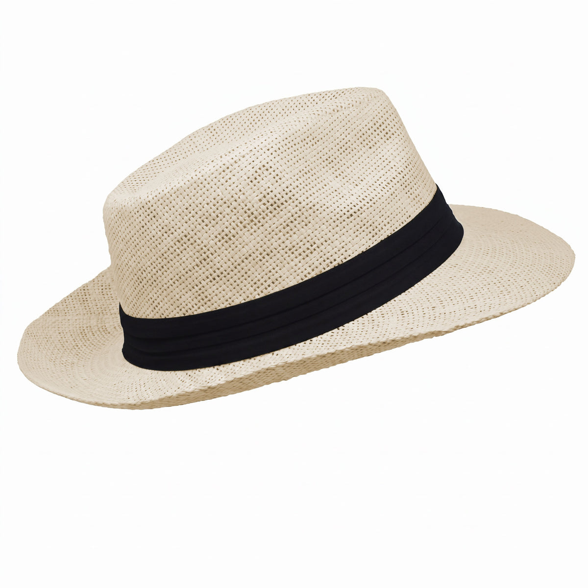 Men Women Summer Fedora Panama Hat Trilby Cuban Paper Straw Sun Hats Wide Brim with Black Band