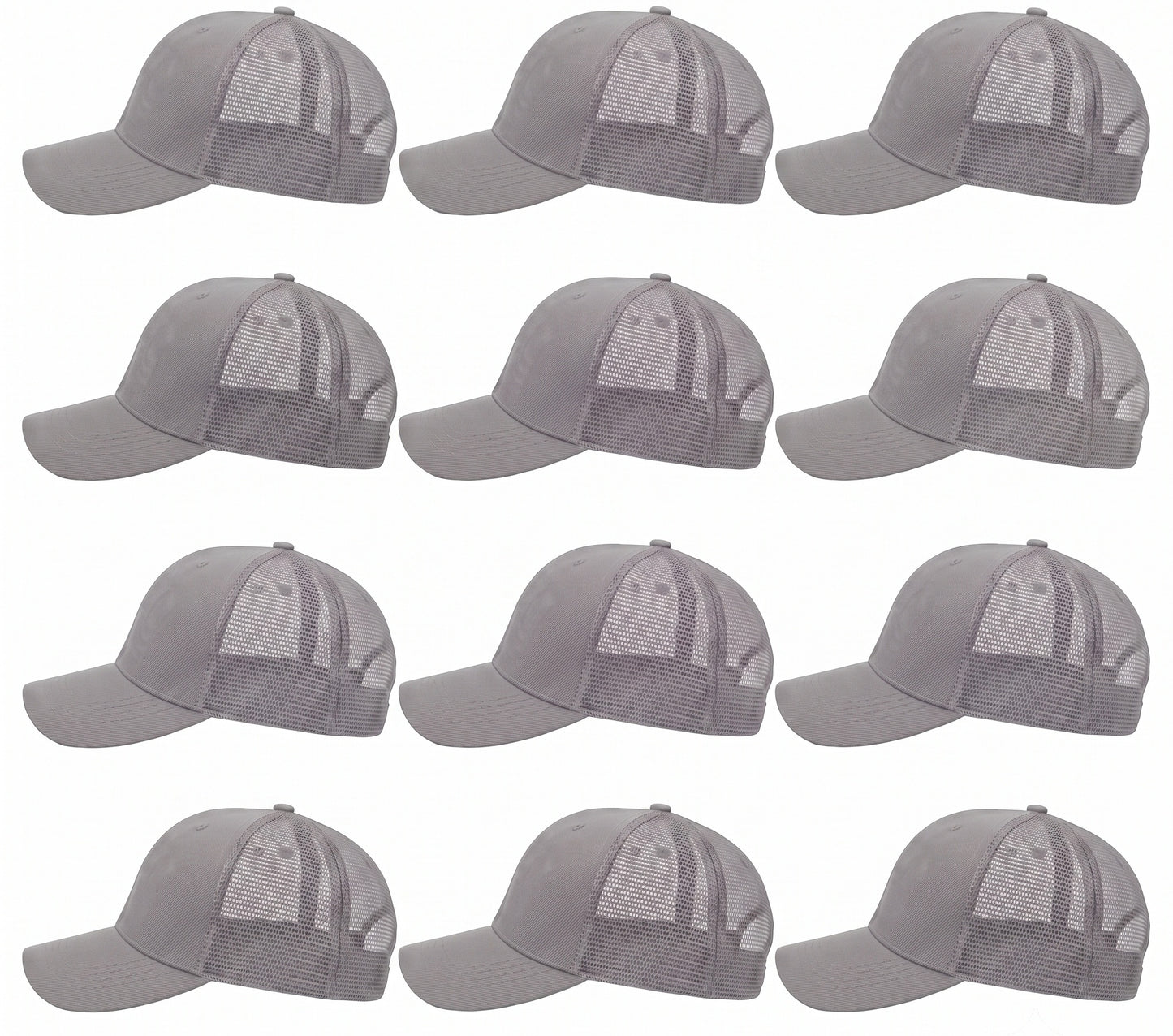 12-Pack Lot Unisex Mesh Back Baseball Cap Sun Visor Breathable Plain Blank Trucker Hats Adjustable Caps