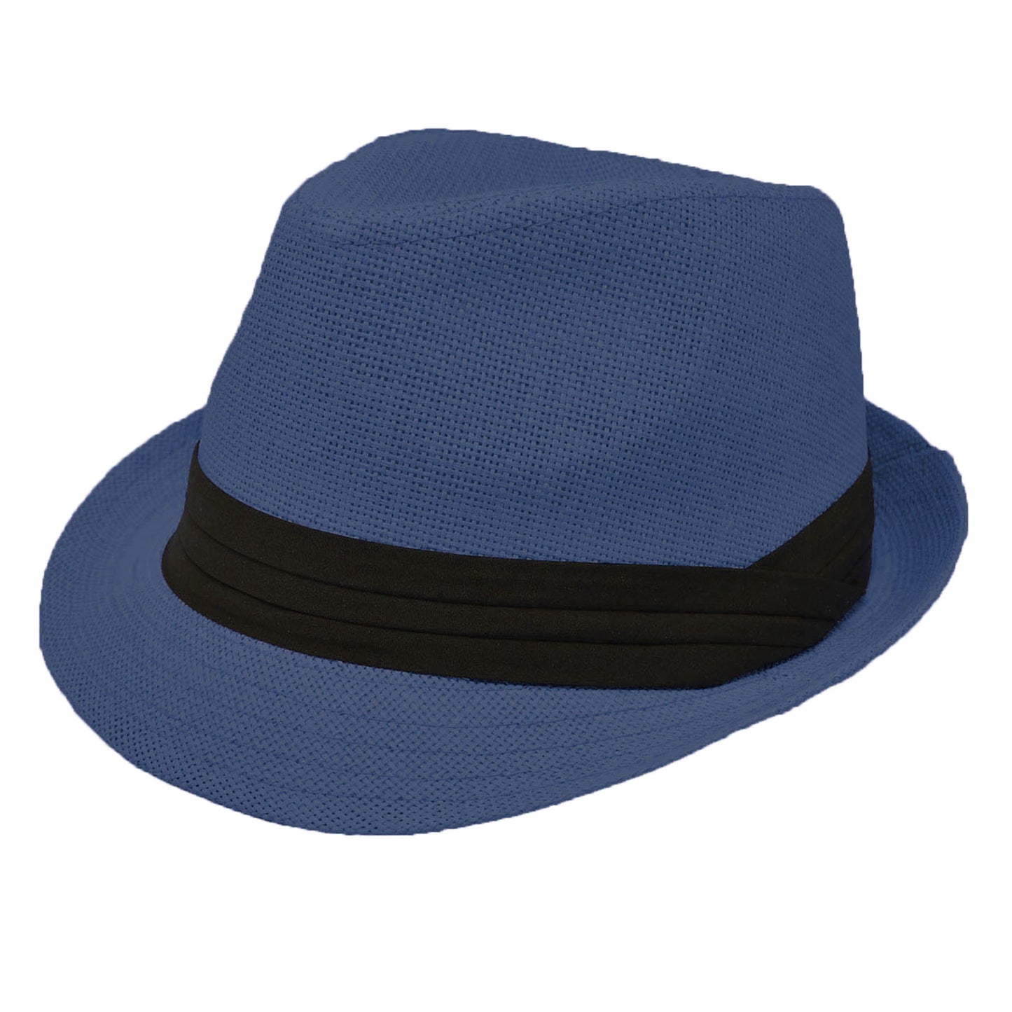 Men Women Summer Fedora Panama Hat Trilby Cuban Straw Sun Hats Short Brim with Black Band