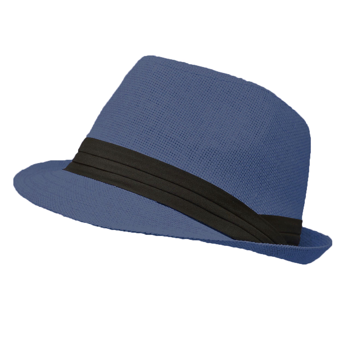 Men Women Summer Fedora Panama Hat Trilby Cuban Straw Sun Hats Short Brim with Black Band