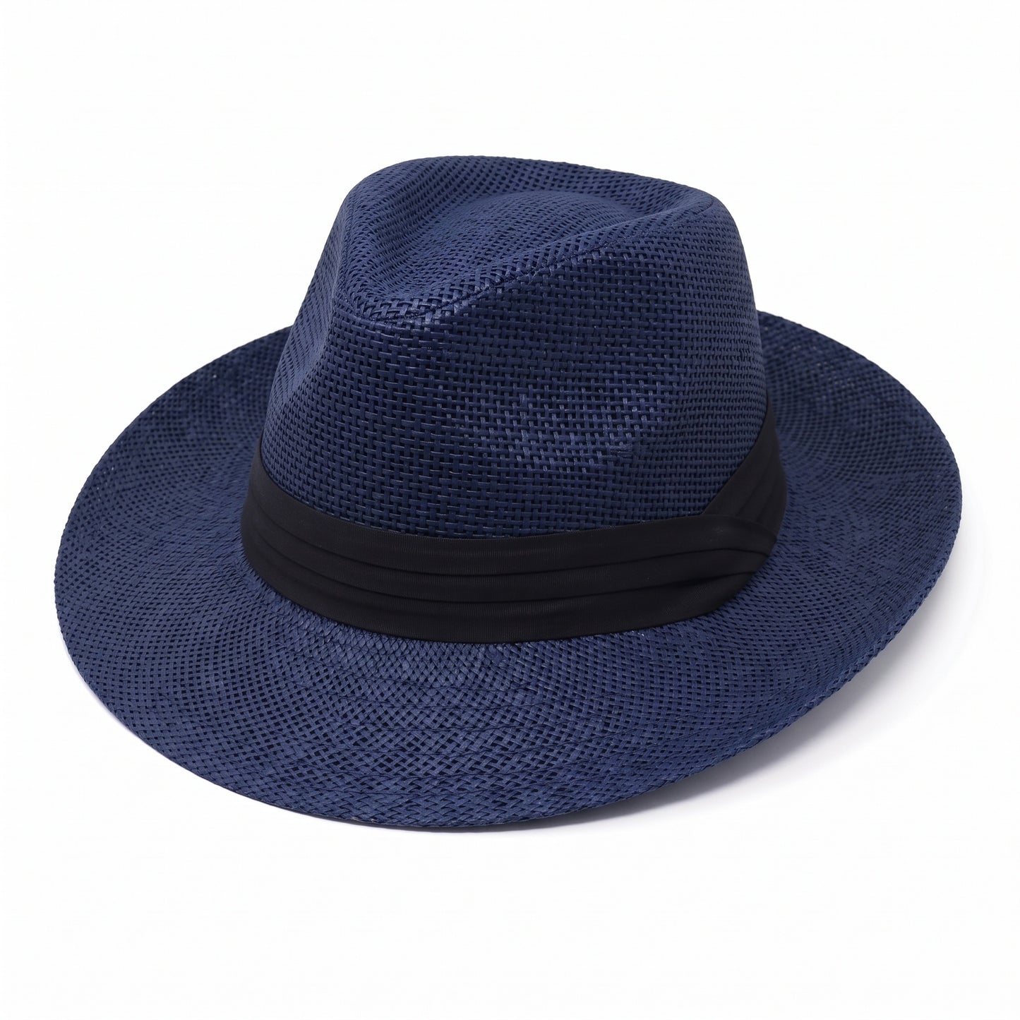 Men Women Summer Fedora Panama Hat Trilby Cuban Paper Straw Sun Hats Wide Brim with Black Band