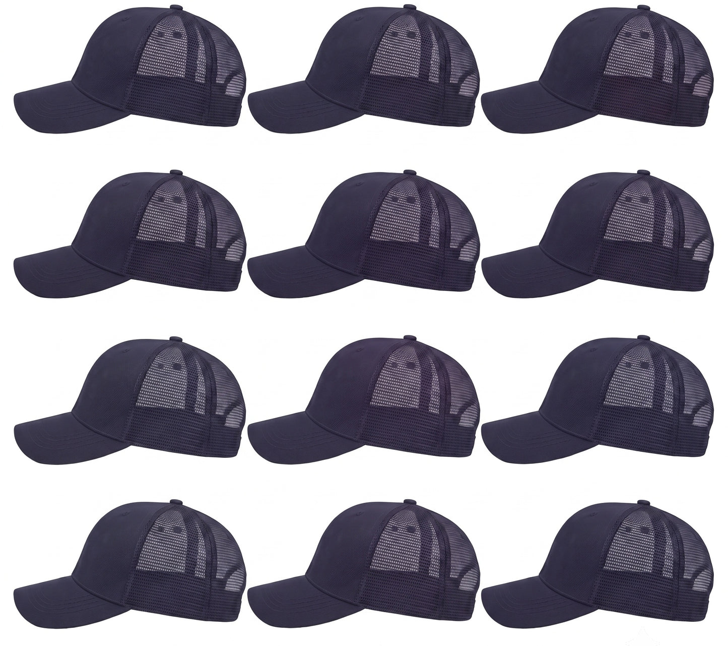 12-Pack Lot Unisex Mesh Back Baseball Cap Sun Visor Breathable Plain Blank Trucker Hats Adjustable Caps