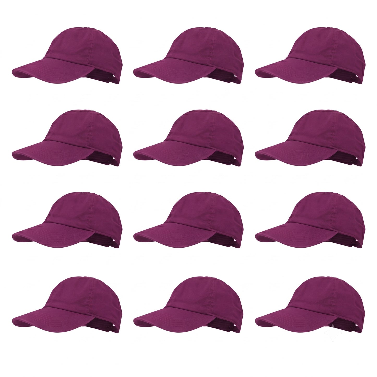 12-Pack Lot Classic 100% Cotton Plain Blank Baseball Cap Low Profile Dad Hat Buckle Adjustable Caps