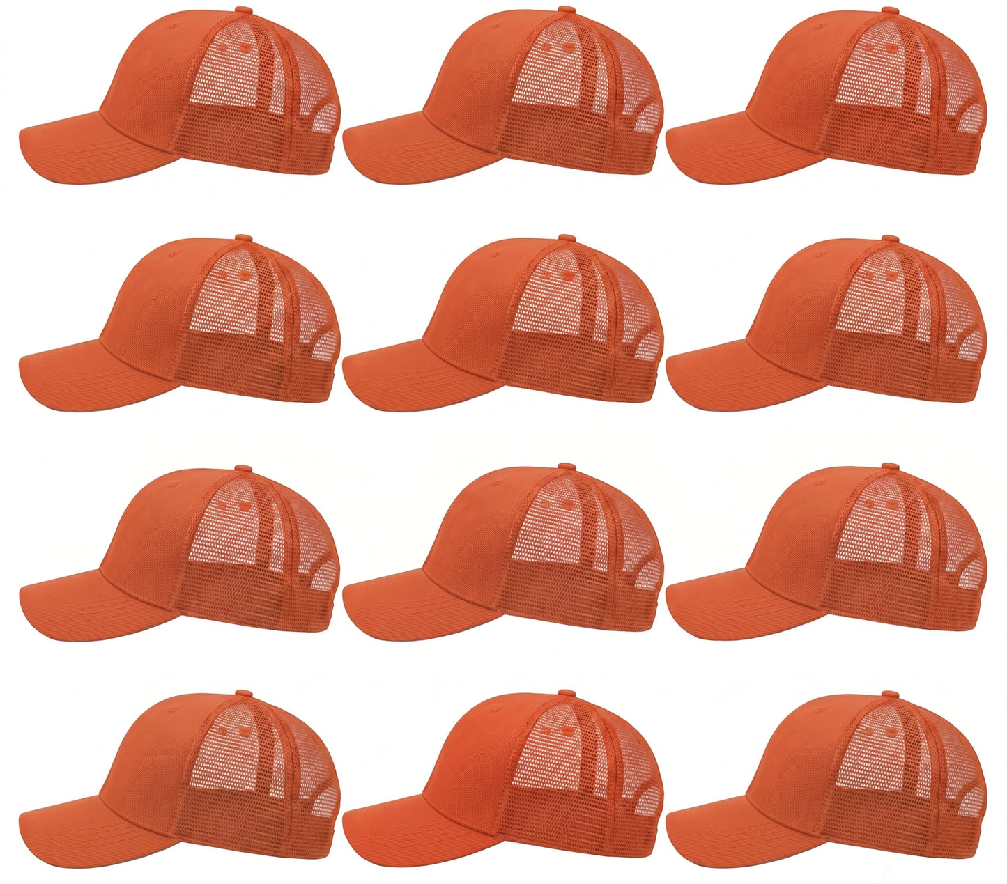 12-Pack Lot Unisex Mesh Back Baseball Cap Sun Visor Breathable Plain Blank Trucker Hats Adjustable Caps