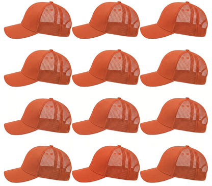 12-Pack Lot Unisex Mesh Back Baseball Cap Sun Visor Breathable Plain Blank Trucker Hats Adjustable Caps