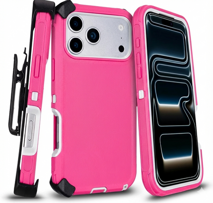 Heavy Duty Shockproof Holster Case For Apple iPhone 17 17e Air 16e 16 15 Plus 14 13 12 Pro Max Cover with Belt Clip