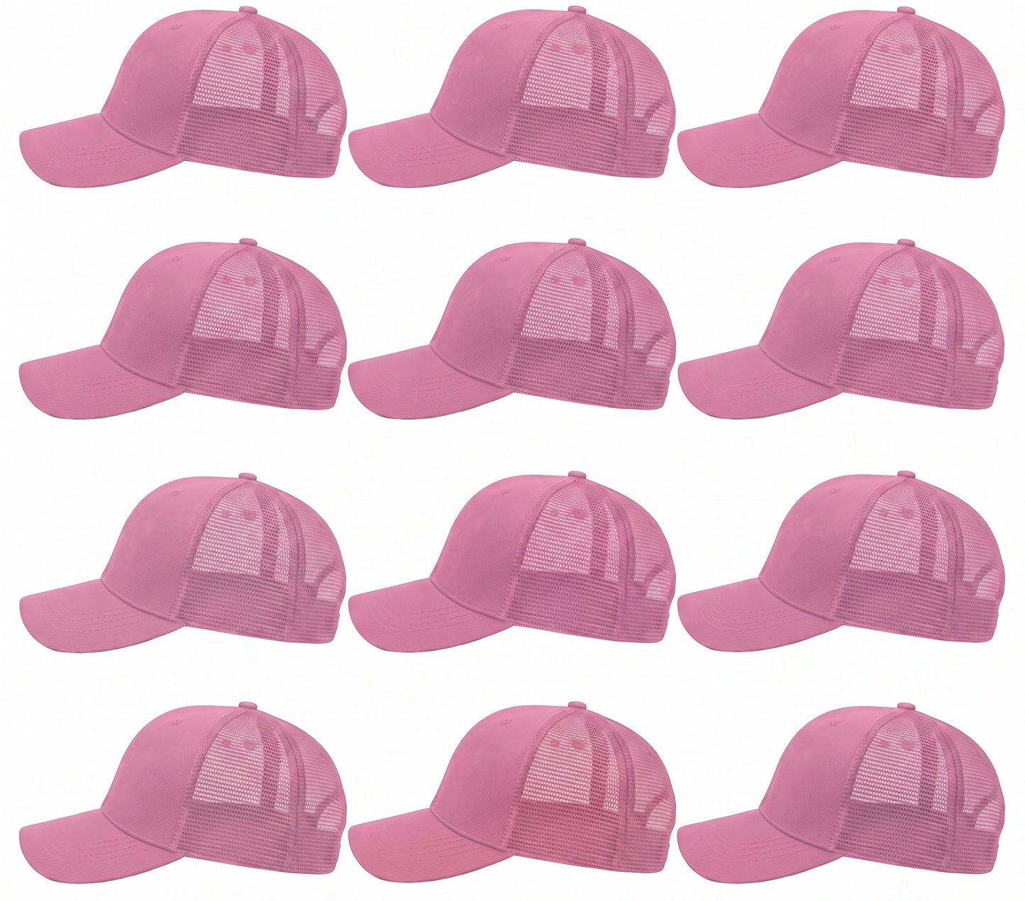 12-Pack Lot Unisex Mesh Back Baseball Cap Sun Visor Breathable Plain Blank Trucker Hats Adjustable Caps