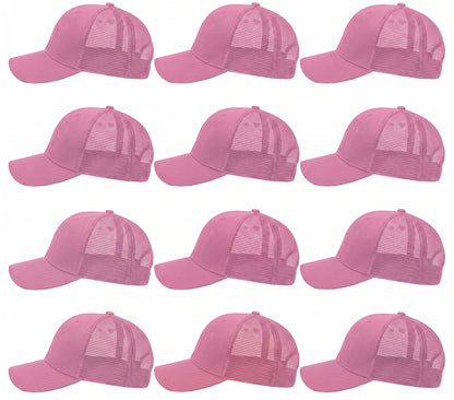 12-Pack Lot Unisex Mesh Back Baseball Cap Sun Visor Breathable Plain Blank Trucker Hats Adjustable Caps