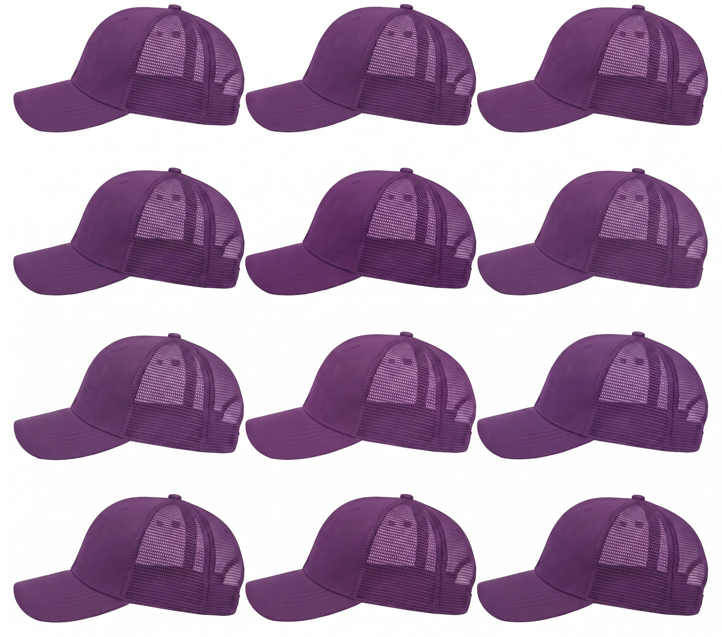 12-Pack Lot Unisex Mesh Back Baseball Cap Sun Visor Breathable Plain Blank Trucker Hats Adjustable Caps