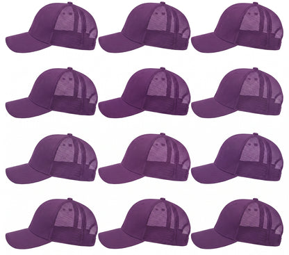12-Pack Lot Unisex Mesh Back Baseball Cap Sun Visor Breathable Plain Blank Trucker Hats Adjustable Caps