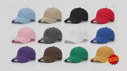 12-Pack Lot Classic 100% Cotton Plain Blank Baseball Cap Low Profile Dad Hat Buckle Adjustable Caps