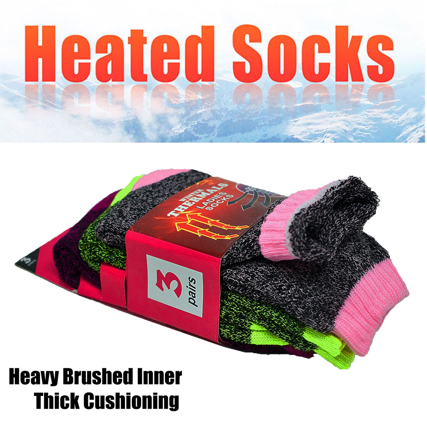 Women's Winter Thermal Heated Boots Warm Heavy Duty Crew Socks Size 9-11
