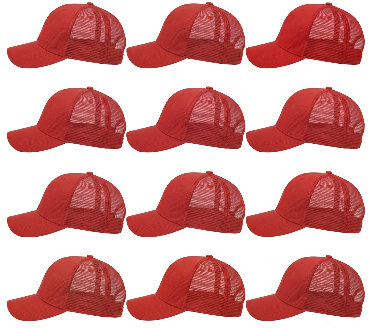 12-Pack Lot Unisex Mesh Back Baseball Cap Sun Visor Breathable Plain Blank Trucker Hats Adjustable Caps