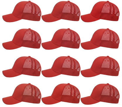 12-Pack Lot Unisex Mesh Back Baseball Cap Sun Visor Breathable Plain Blank Trucker Hats Adjustable Caps