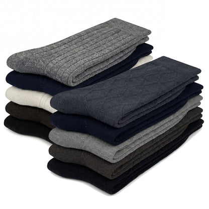 Glory Max 10 Pairs Men Premium Knit Mid Calf Crew Dress Socks Multi Colors with Cashmere Blend Size 10-13
