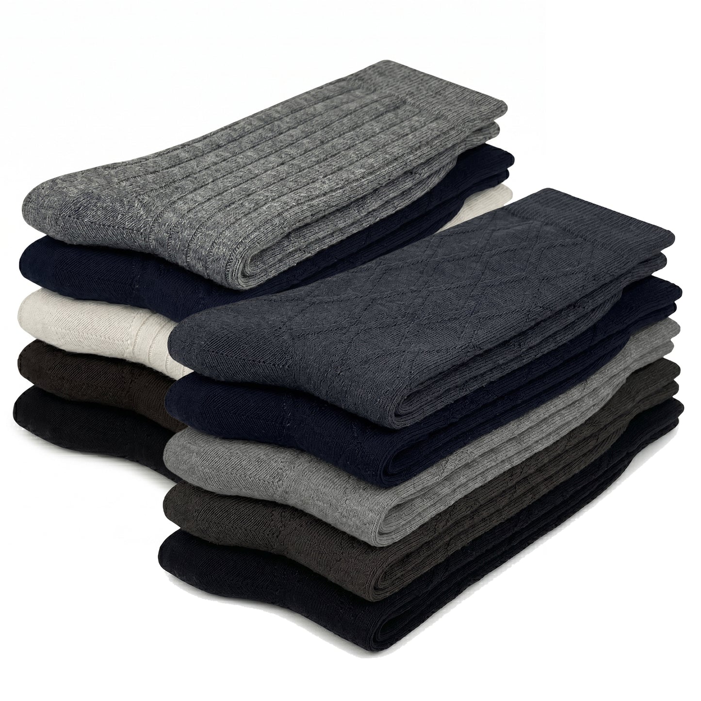 Glory Max 5 Pairs Men Premium Knit Mid-Calf Crew Dress Socks Multi Colors with Cashmere Blend Size 10-13