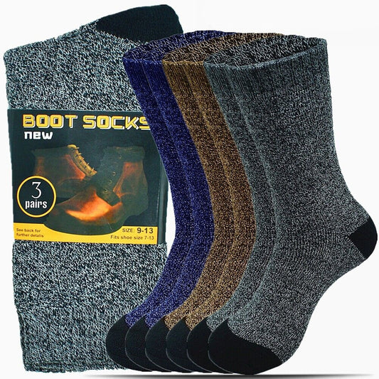 Men's Winter Thermal Heated Boots Warm Work Cotton Crew Socks Size 10-13