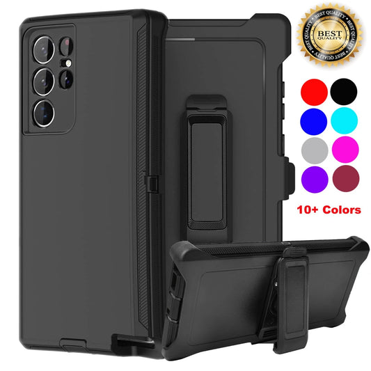 For Samsung Galaxy S22 S22 Plus Ultra Shockproof Heavy Duty Holster Case Cover with Belt Clip